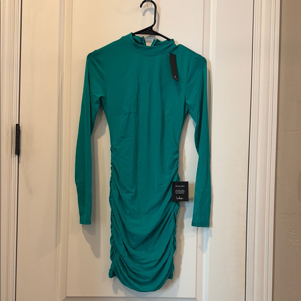Lulus mesh Teal Long Sleeve Dress size XS